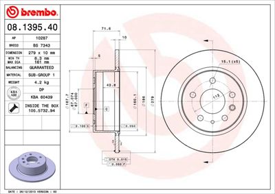 08139540 BREMBO Тормозной диск