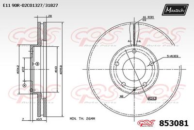 853081 MAXTECH Тормозной диск