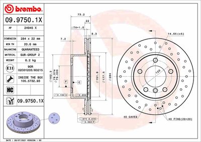 0997501X BREMBO Тормозной диск