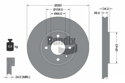 BDS1001 BENDIX Braking Тормозной диск