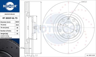 RT20337GLT3 ROTINGER Тормозной диск