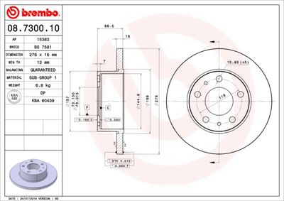 08730010 BREMBO Тормозной диск