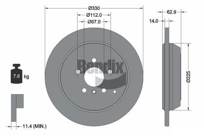 BDS1304 BENDIX Braking Тормозной диск