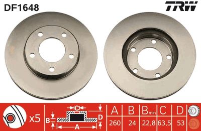 DF1648 TRW Тормозной диск
