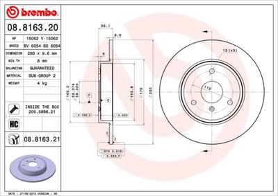 BS6054 BRECO Тормозной диск
