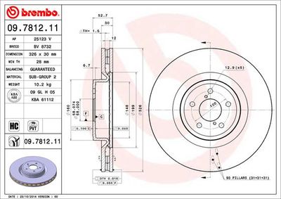 09781211 BREMBO Тормозной диск