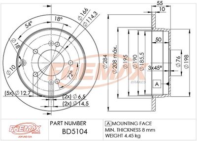 BD5104 FREMAX Тормозной диск