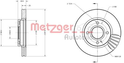 6110074 METZGER Тормозной диск