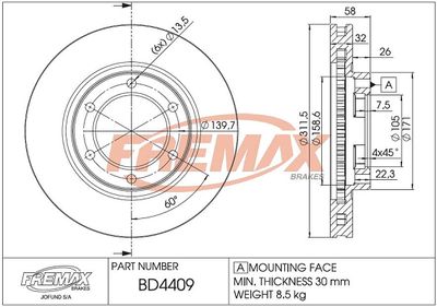 BD4409 FREMAX Тормозной диск