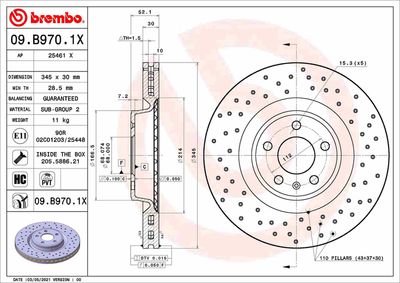 09B9701X BREMBO Тормозной диск