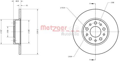 6110828 METZGER Тормозной диск