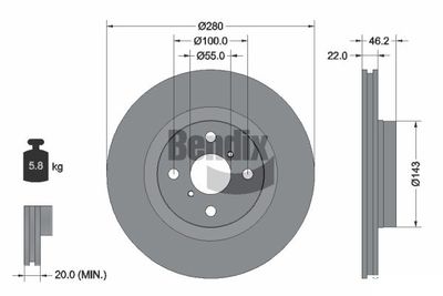 BDS1514 BENDIX Braking Тормозной диск