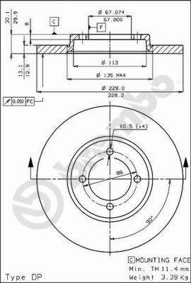 BS7223 BRECO Тормозной диск