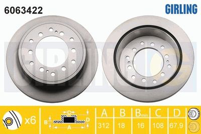 6063422 GIRLING Тормозной диск