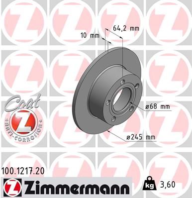 100121720 ZIMMERMANN Тормозной диск