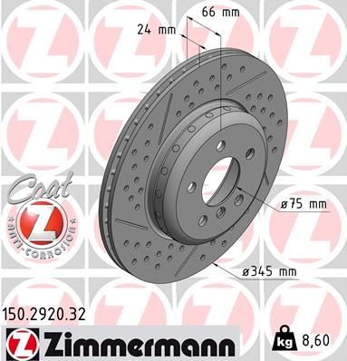 150292032 ZIMMERMANN Тормозной диск