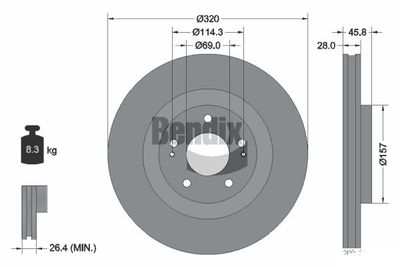 BDS2134 BENDIX Braking Тормозной диск