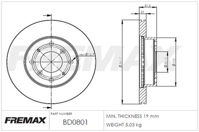 BD0801 FREMAX Тормозной диск