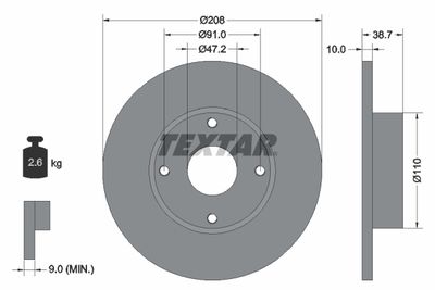 92025300 TEXTAR Тормозной диск