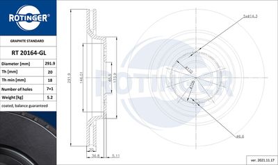 RT20164GL ROTINGER Тормозной диск