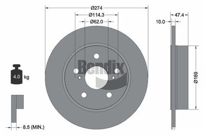 BDS2194 BENDIX Braking Тормозной диск