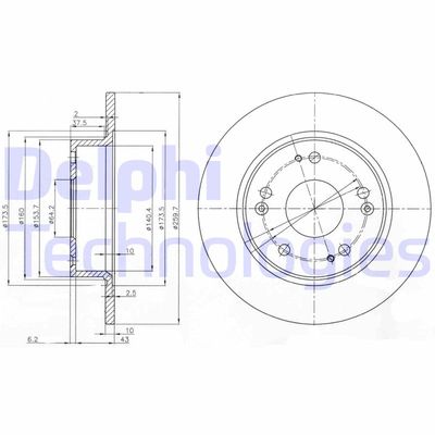 BG3964 DELPHI Тормозной диск