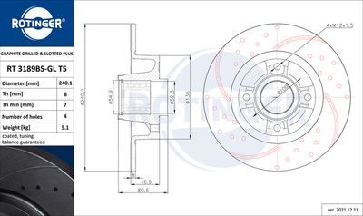 RT3189BSGLT5 ROTINGER Тормозной диск