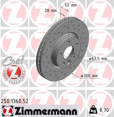 250136052 ZIMMERMANN Тормозной диск