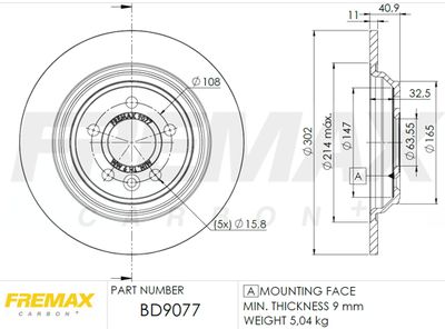 BD9077 FREMAX Тормозной диск