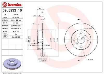 09593310 BREMBO Тормозной диск