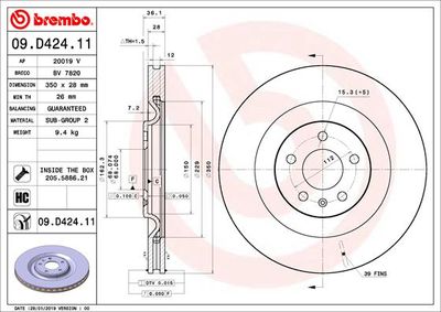 09D42411 BREMBO Тормозной диск