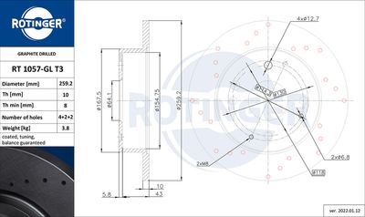 RT1057GLT3 ROTINGER Тормозной диск