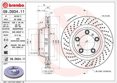 09D93411 BREMBO Тормозной диск