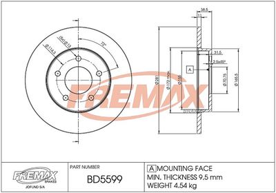 BD5599 FREMAX Тормозной диск
