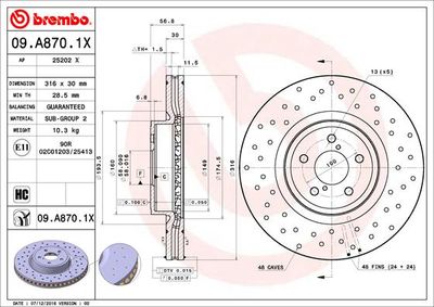09A8701X BREMBO Тормозной диск