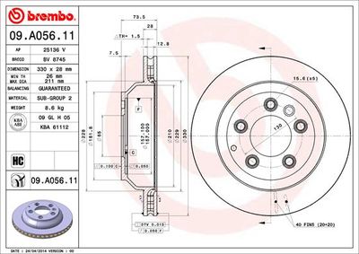 09A05611 BREMBO Тормозной диск