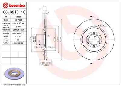 08391010 BREMBO Тормозной диск