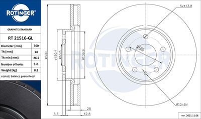 RT21516GL ROTINGER Тормозной диск