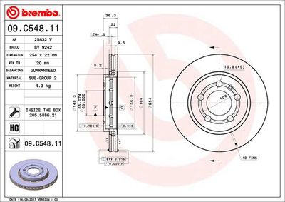 09C54811 BREMBO Тормозной диск