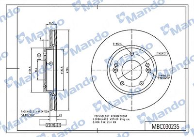 MBC030235 MANDO Тормозной диск