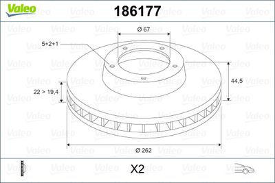 186177 VALEO Тормозной диск