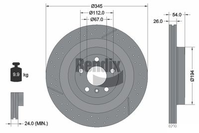 BDS1603 BENDIX Braking Тормозной диск