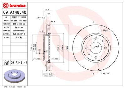 09A14841 BREMBO Тормозной диск