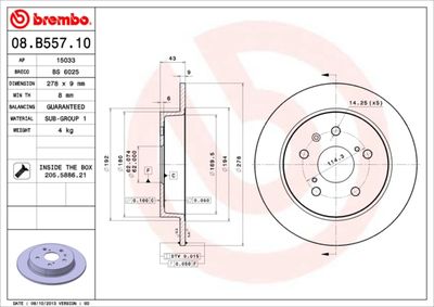 08B55710 BREMBO Тормозной диск