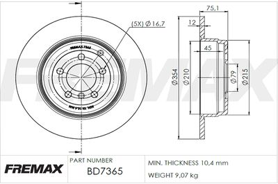 BD7365 FREMAX Тормозной диск