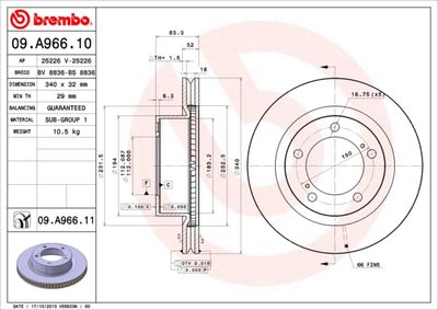 09A96611 BREMBO Тормозной диск