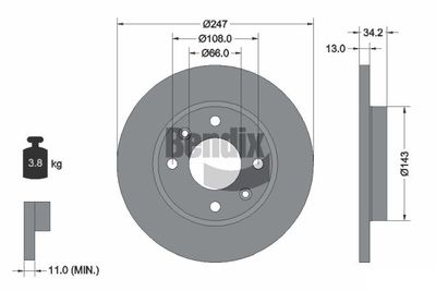 BDS1021 BENDIX Braking Тормозной диск