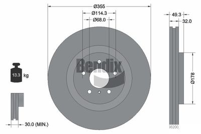 BDS1865HC BENDIX Braking Тормозной диск