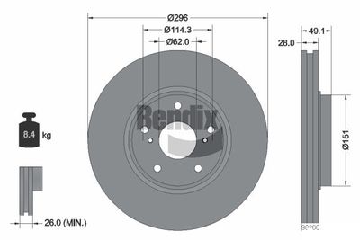 BDS2074 BENDIX Braking Тормозной диск