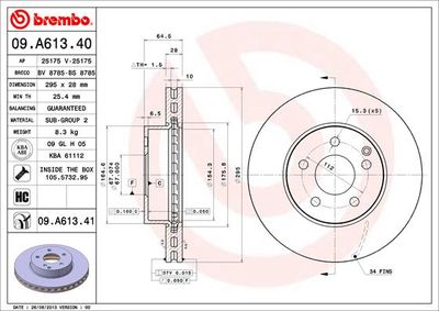 09A61341 BREMBO Тормозной диск
